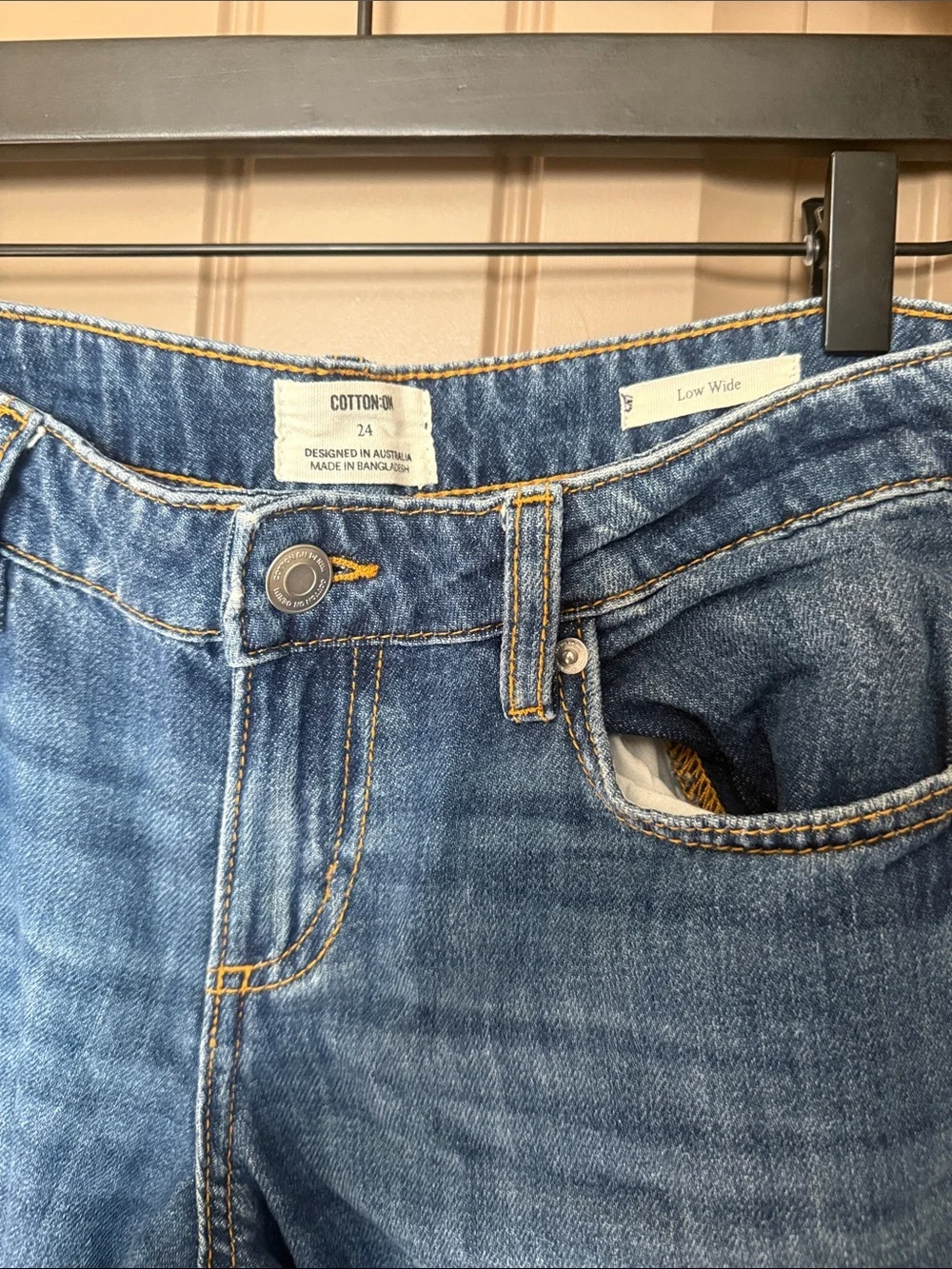 Low Rise Wide Leg Blue Denim Jeans for Women - Picture 2 of 3